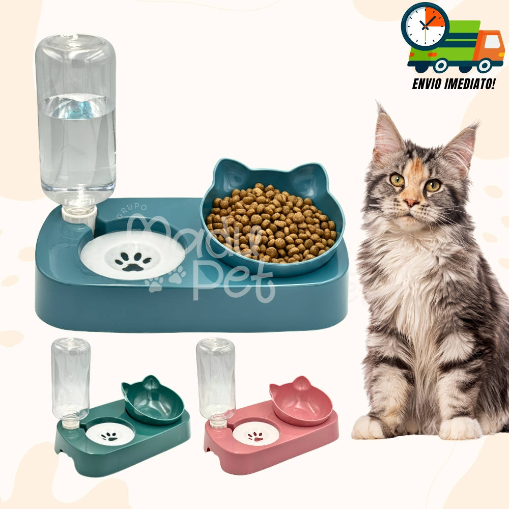 Comedouro Elevado e Bebedouro Automático Para Cães Gatos Pet Filhotes Promoção Envio Imediato