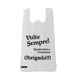Sacola Plástica Branca Reforçada (38x50) com Logo Volte Sempre | 100 UNIDADES em Oferta na Shopee