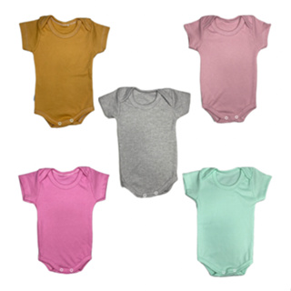 kit 3 bodys manga curta para bebe infantil menina e menino canelado em Oferta na Shopee