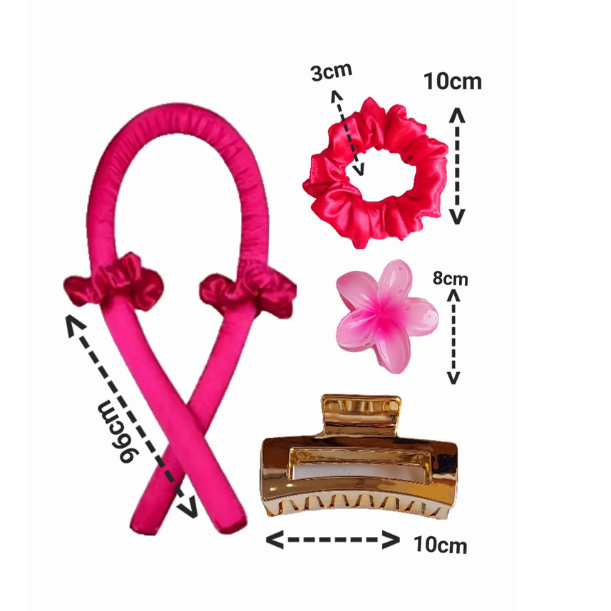 Modelador de Cachos  em Cetim + 3 Scrunchies  Ondas Naturai Sem Fonte de Calor