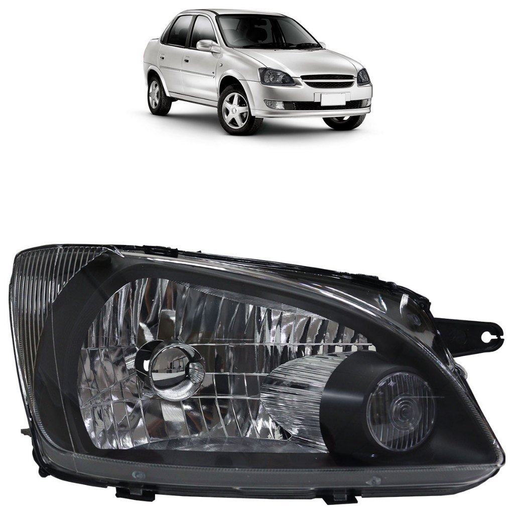 Farol Dianteiro Classic 2011 2012 2013 2014 2015 2016 Máscara Negra Lente Lisa
