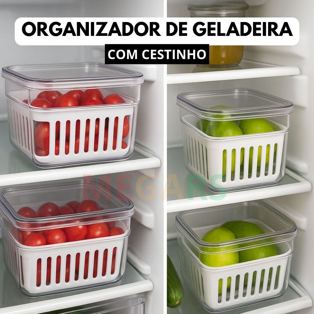 Organizador De Geladeira Multiuso Cesto Acrílico Com Tampa Para Cozinha Litros Alimento Frutas em Oferta na Shopee