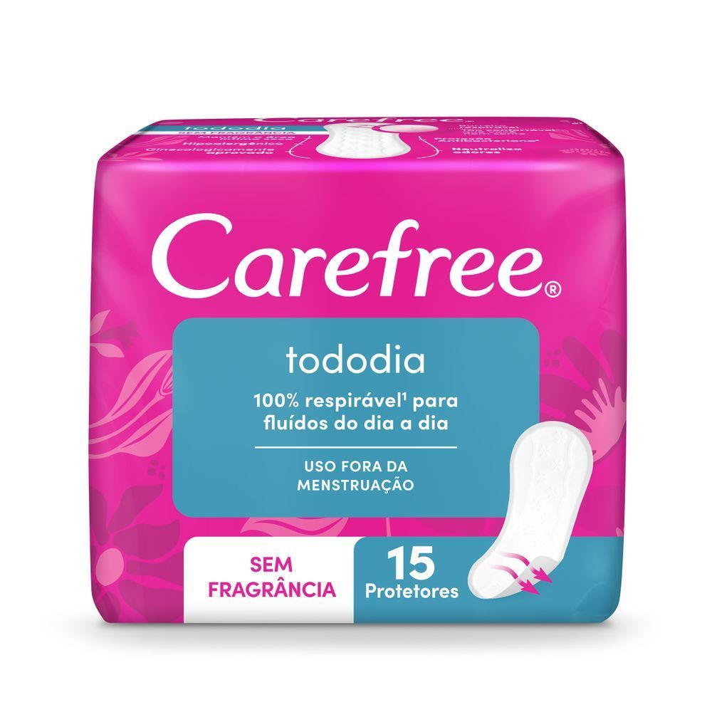 Protetor Diário Carefree Todo Dia sem Perfume com 15 unidades em Oferta na Shopee