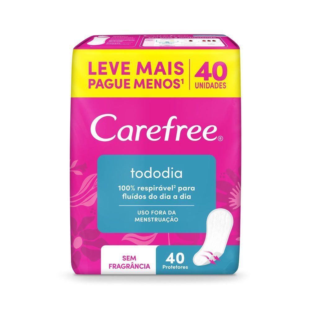 Protetor Diário Carefree Todo Dia sem Perfume c/ 40 unidades em Oferta na Shopee