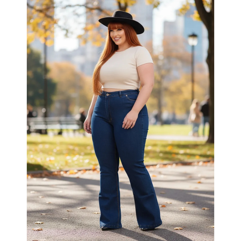 Calça Jeans Feminina Flare Country Cintura Alta Rodeio Plus Size Modela Corpo Levanta Bumbum
