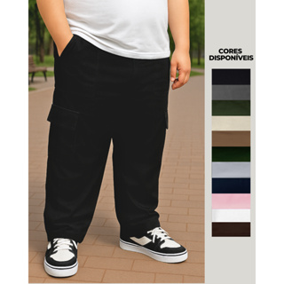 Calça Cargo Plus Size G1, G2, G3 em Sarja Moda Unissex em Oferta na Shopee