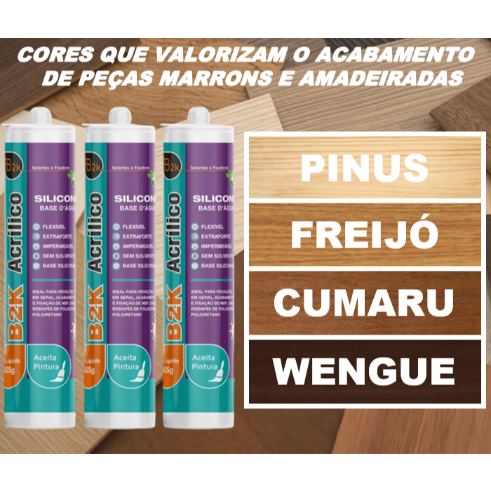3 Silicone Base d'Água Marrom Madeira Selante Acrílico Pinus Freijó Sucupira Cafe Wengue Janela Móveis Piso Laminado