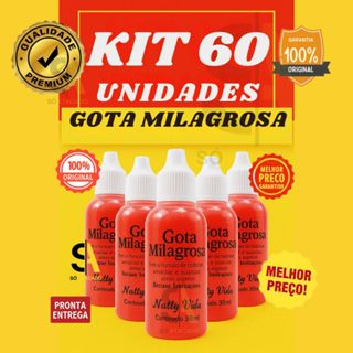 Kit até 60 Unidades – Gota Milagrosa Natty Vida 30ml | Revenda Atacado | Original com Nota Fiscal em Oferta na Shopee