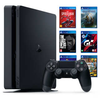 Console Playstation 4 Ps4 Slim 1TB Cor Preto 2 Controles + 2 Jogos + Quadro Decorativo em Oferta na Shopee