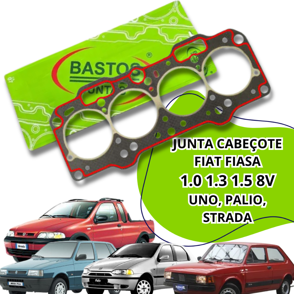 Junta Cabeçote Fiat Fiasa 1.0 1.3 1.5 8v Palio Bastos Fibra Amianto Bastos