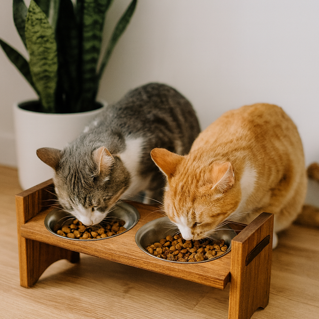 Comedouro Pote Gato Duplo Alimentador Tigela - Madeira Maciça em Oferta na Shopee