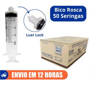 Seringa 20ml Bico Rosca Luer Lock Descartável Marca SR em Oferta na Shopee