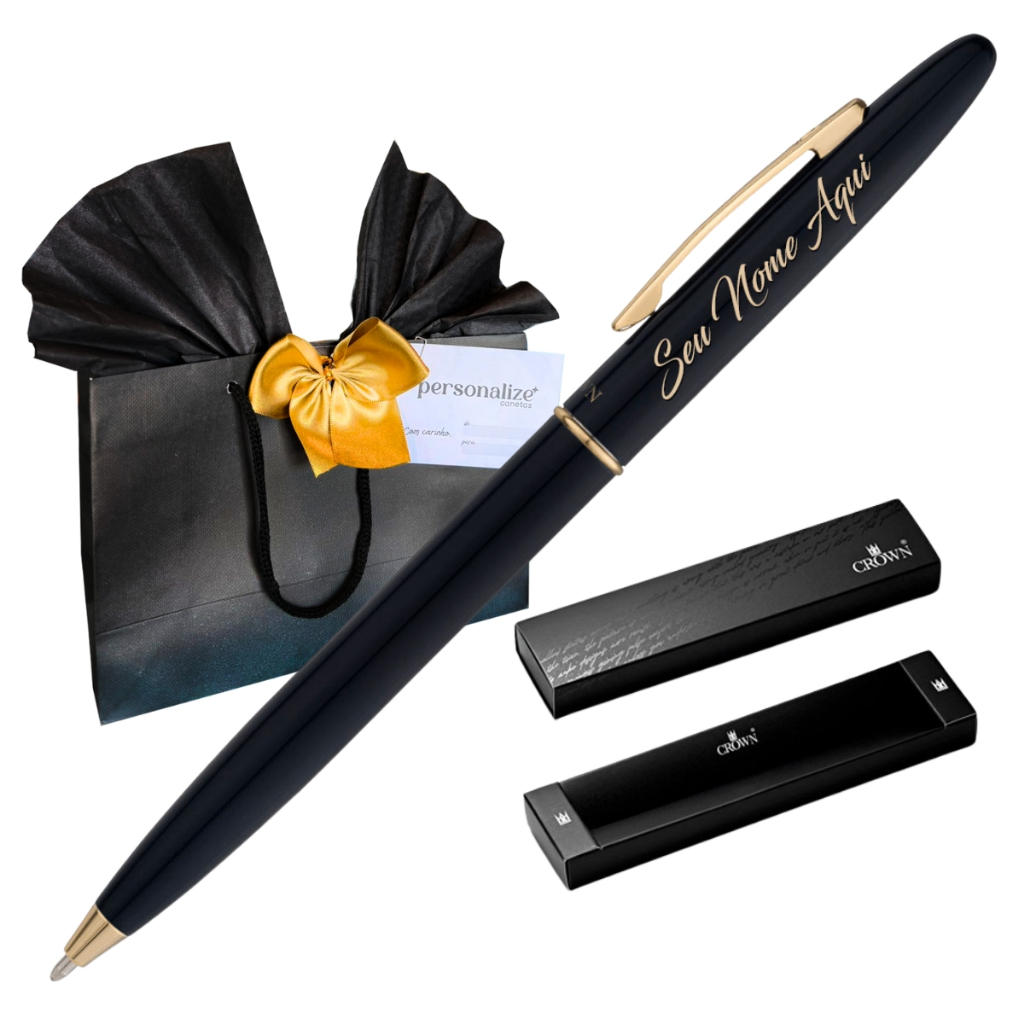 Caneta Personalizada Crown Duty Esferográfica Com Nome Logo Presente Formatura Luxo em Oferta na Shopee
