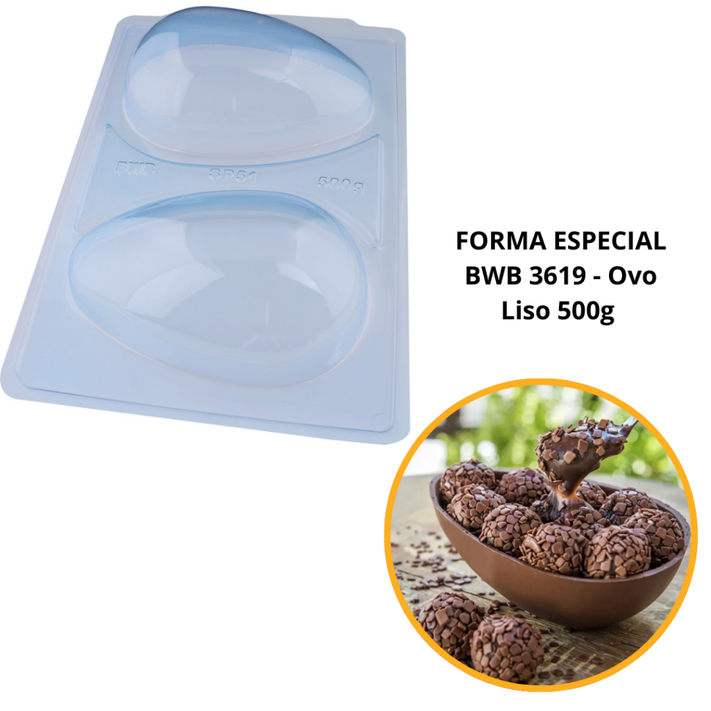 1~4 Forma Bwb Sp 51 Ovo De Páscoa 500 G Silicone 3 Partes Profissional Cod-3619  (Sp Especial)  (BWB PASCOA)