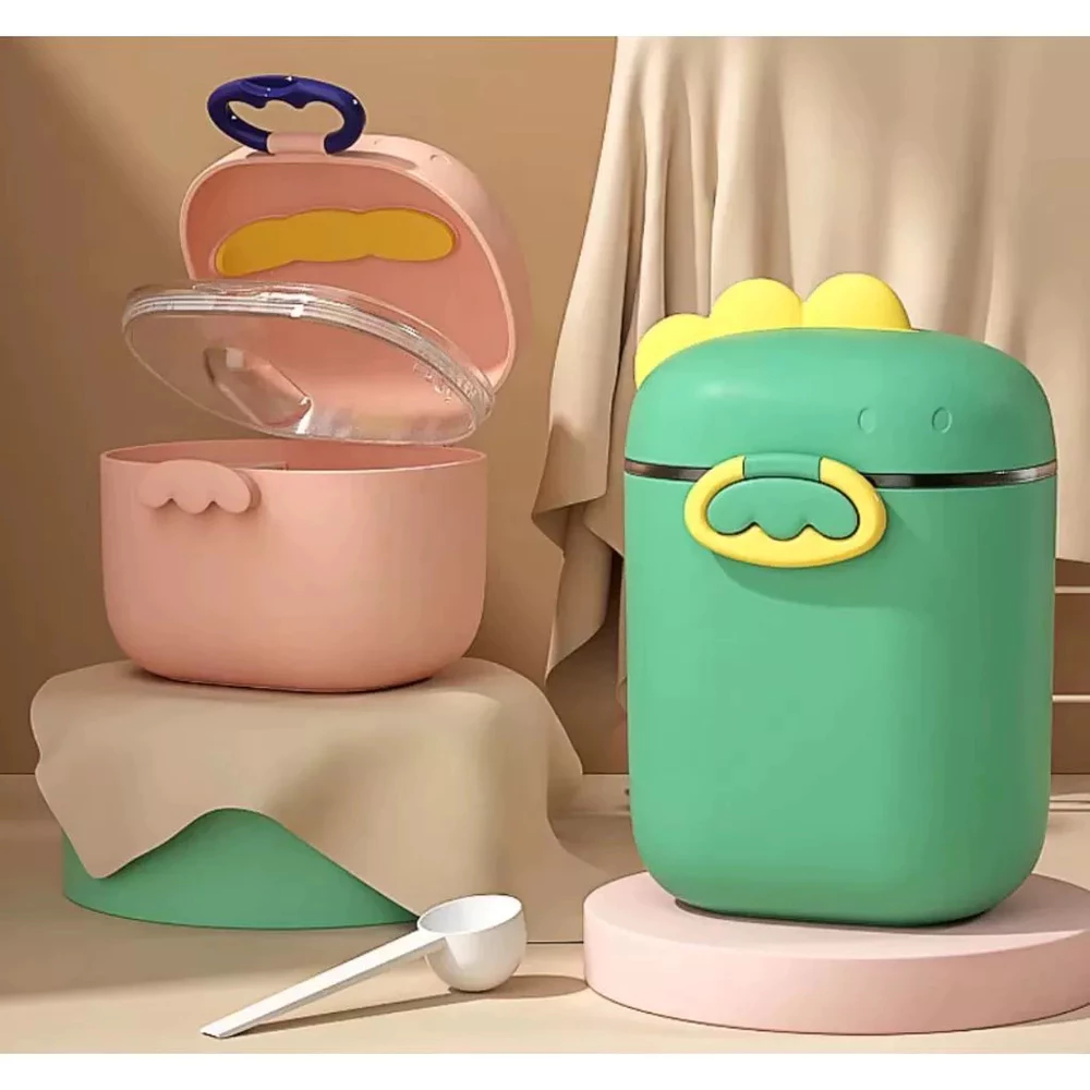 Porta Leite em Pó Portátil Com Dosador e Nivelador Bebe Infantil Pote Marmita Biscoito Frutas