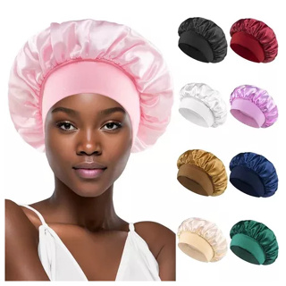 Touca de Cetim Com Faixa Larga Elástica De Dormir Anti Frizz para Cabelos Grandes em Oferta na Shopee