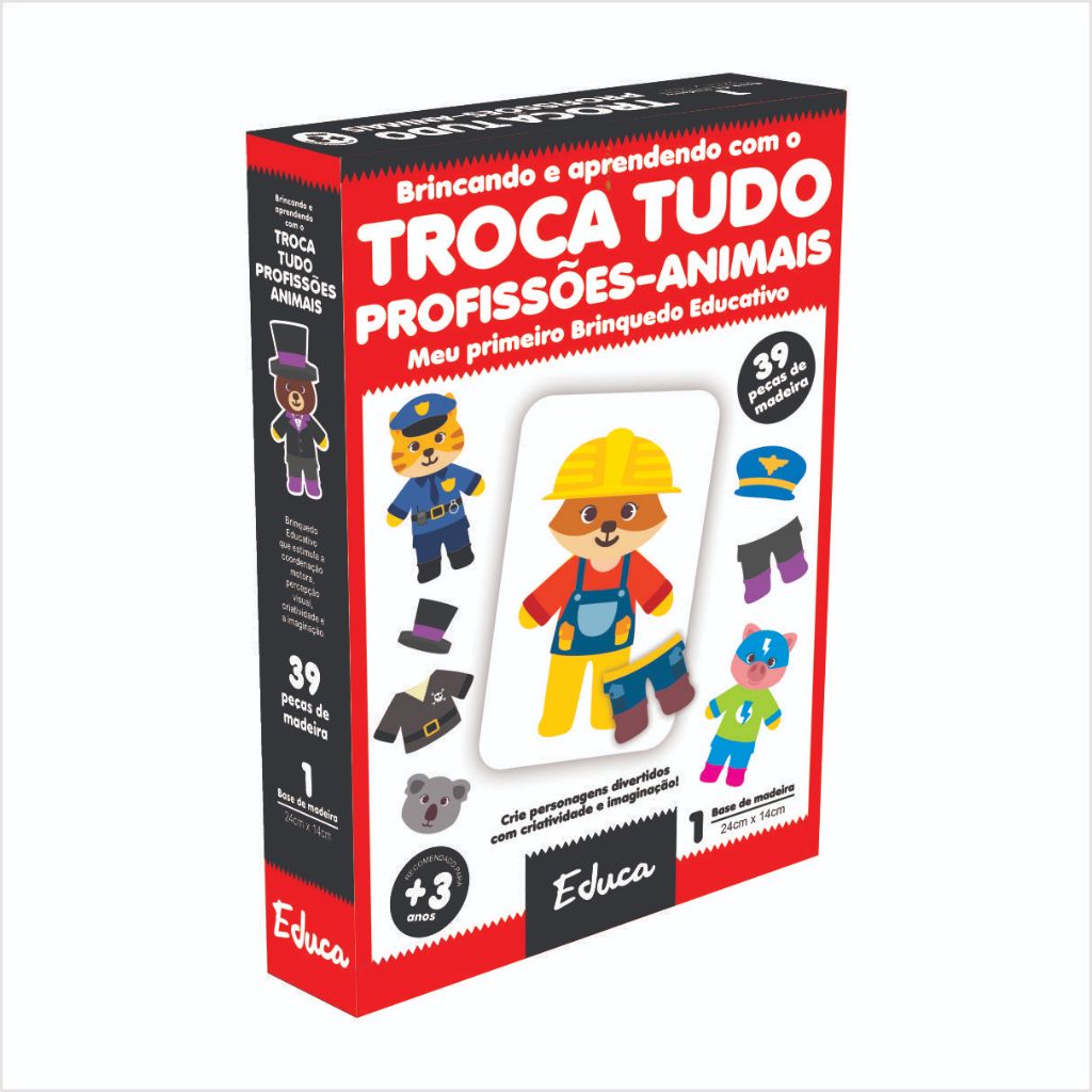 Jogo Me Vista Troca Tudo Vestir Veste Bem Madeira Infantil Pedagógico Educativo Profissões Animais