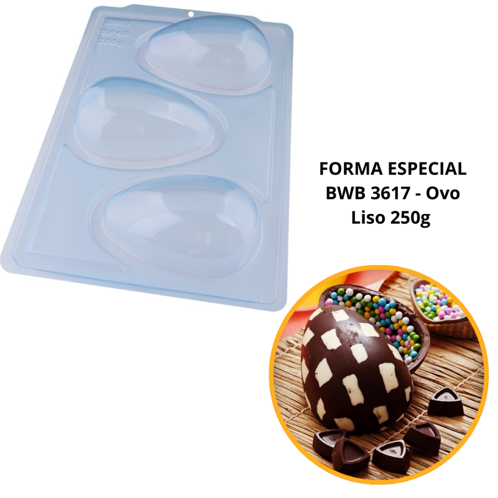 1~4 Forma Bwb Sp 49 Ovo De Páscoa Liso 250 G Silicone 3 Partes Profissional Cod-3617  (Sp Especial)  (BWB PASCOA) CHOCO em Oferta na Shopee
