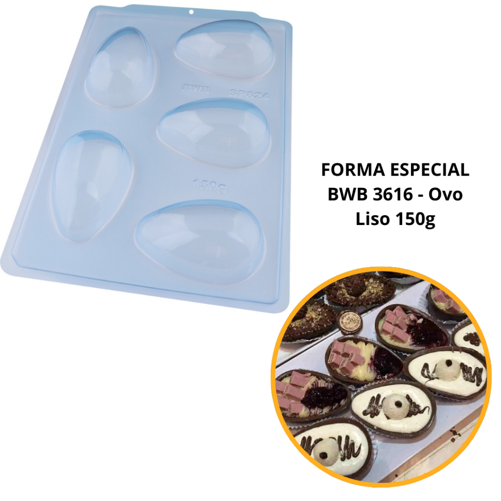 1~4 Forma Bwb Sp 824 Ovo De Páscoa Liso Silicone 3 Partes 150g Profissional Cod-3616  (Sp Especial)  (BWB PASCOA) (CHOCO em Oferta na Shopee
