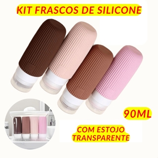 Kit Frascos Dispenser 90ML Silicone Flexível Estojo Transparente Para Cosméticos em Oferta na Shopee