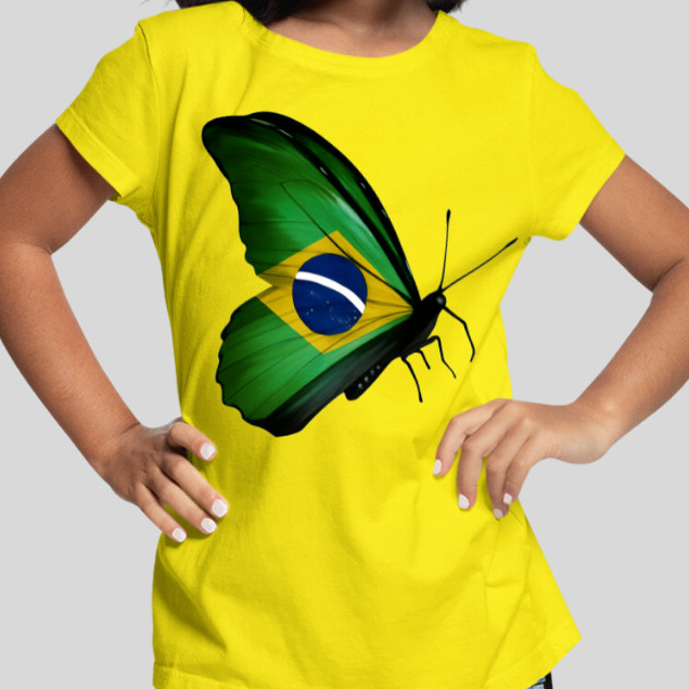 Camisa Brasil Infantil Camiseta Seleção Blusas Infantis Menina Borboleta Cor Bandeira em Oferta na Shopee