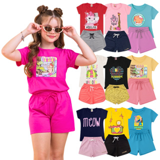 Kit Verão 10 Peças Roupas Infantil Menina 2 à 16 Anos 5 conjunto infantil menina Camiseta Short em Oferta na Shopee