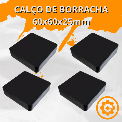 Placa de Borracha Anti Vibração 60x60x25mm Vedação Anti Ruído Academia Bancada Portão