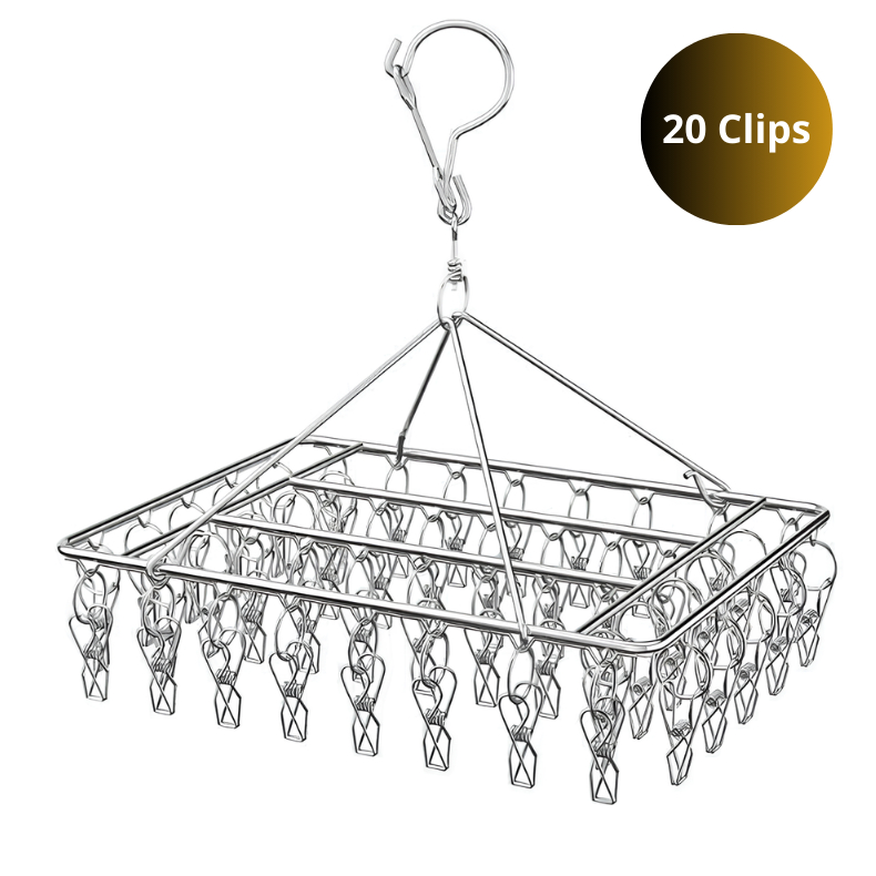Varal De Inox 20 Clips Prendedores Retrátil Cabide Para Roupas Leve em Oferta na Shopee