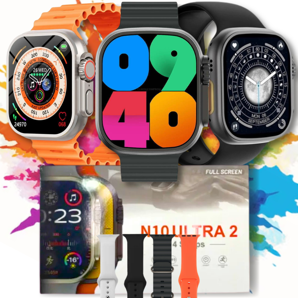 Relógio Smartwatch N10 Ultra 2 com 4 Pulseiras Responde Mensagens GPS Monitor de Saúde e Chamadas em Oferta na Shopee