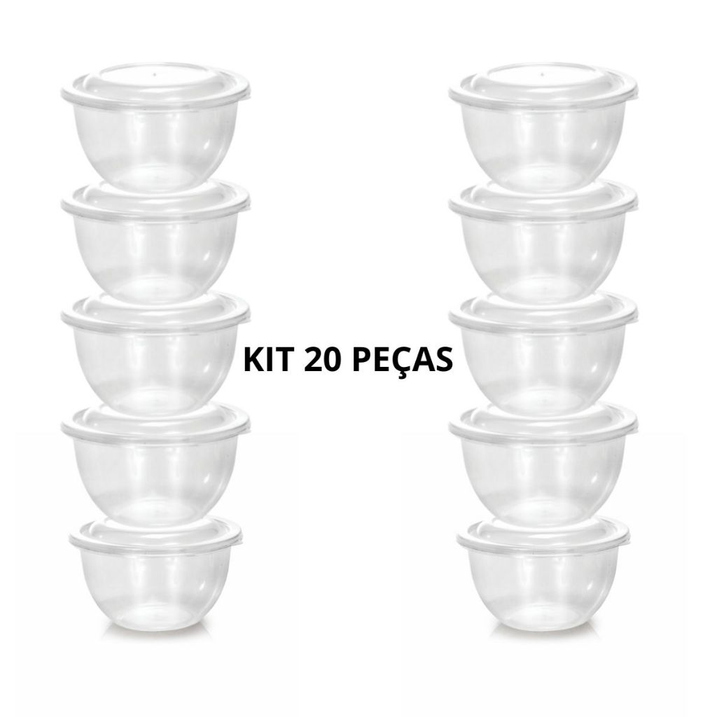 Kit 20 Potes 350 ml Bowl Lembrancinha Transparente Livre de BPA Microondas Freezer em Oferta na Shopee