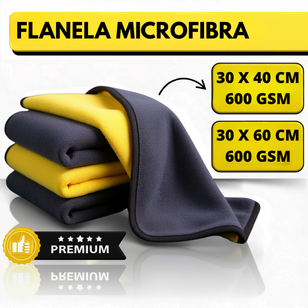 Pano Flanela Microfibra Automotiva 600GSM Premium Para Lavagem polimento de Carro em Oferta na Shopee