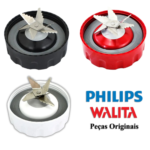 Faca Original + vedação Liquidificador Philips Walita Ri2240, Ri2242, RI2244 preto branco vermelho
