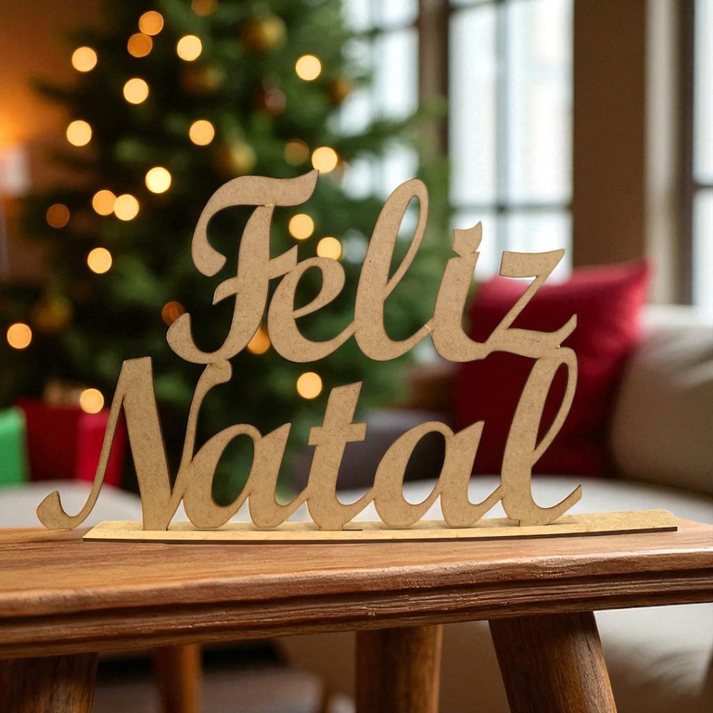 Enfeite De Mesa Feliz Natal - Centro de Mesa Lembrancinhas para Natal em MDF