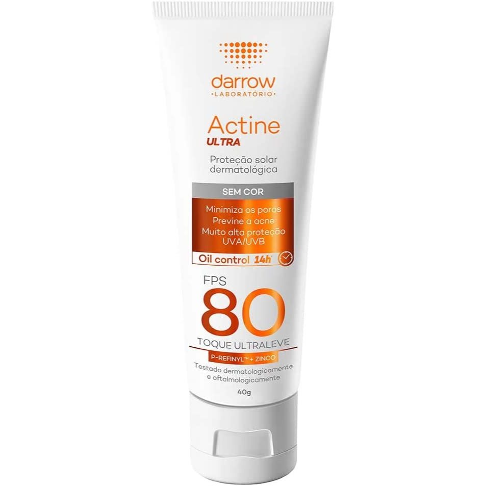 Protetor Solar Facial Actine Ultra FPS80 Sem Cor Com 40g