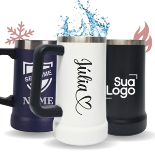 Caneca Térmica Inox 700ml Personalizada Camada Dupla Aço Inox Chopp Cerveja Café Chá Nome Time Logo em Oferta na Shopee
