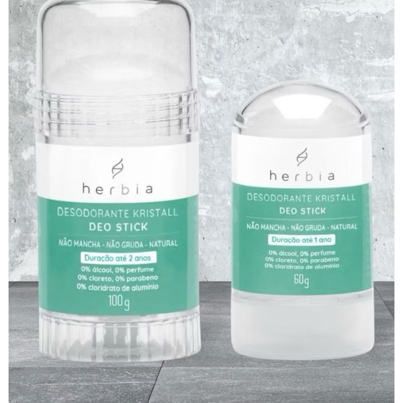 Herbia Desodorante 60 GR ou 100g Natural Stick Cristal pedra sal sem cheiro alumínio parabenos perfume vegano em Oferta na Shopee