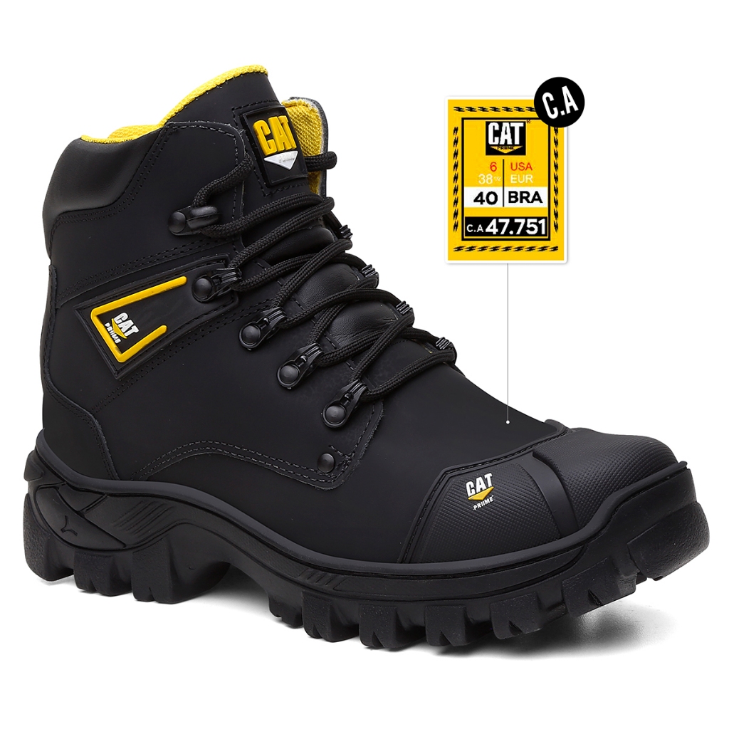 Bota Coturno Masculino Em Couro Legitimo Bico de PVC Com C.A