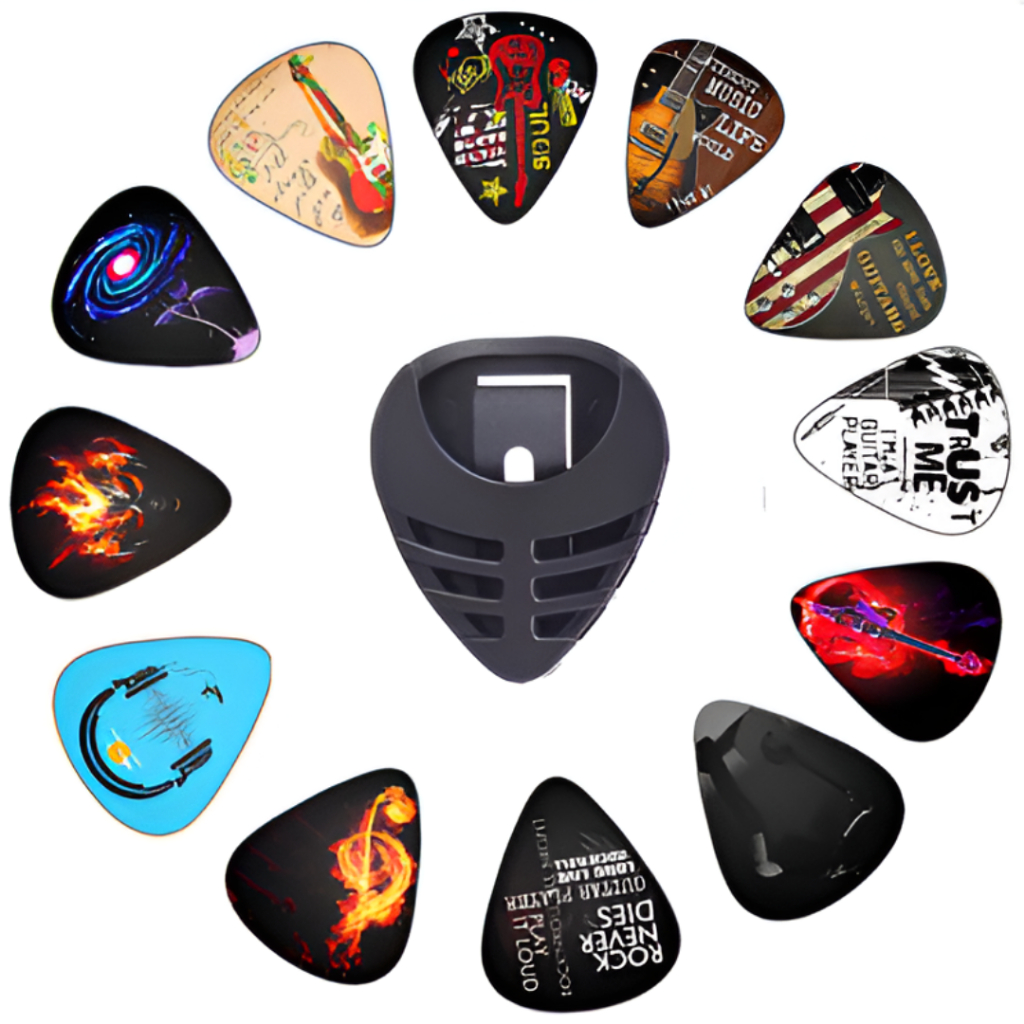 Porta Palhetas + 1 Palheta VIP para Violao Guitarra Baixo Cavaco