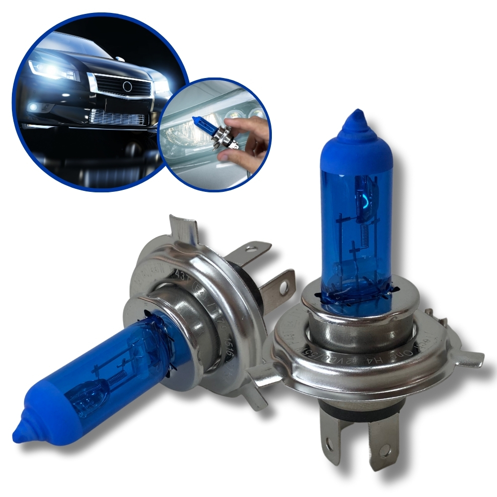 PAR DE LÂMPADA SUPER BRANCA FAROL ENCAIXES H1 H3 H4 H7 H8 H11 H27 H16LL H16 PSW24 HB4 HB3