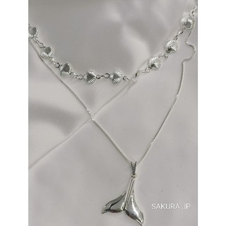 Colar Feminino Prata 925 Banhado Buzios Sereia Colares Duplo Mar Beach M06