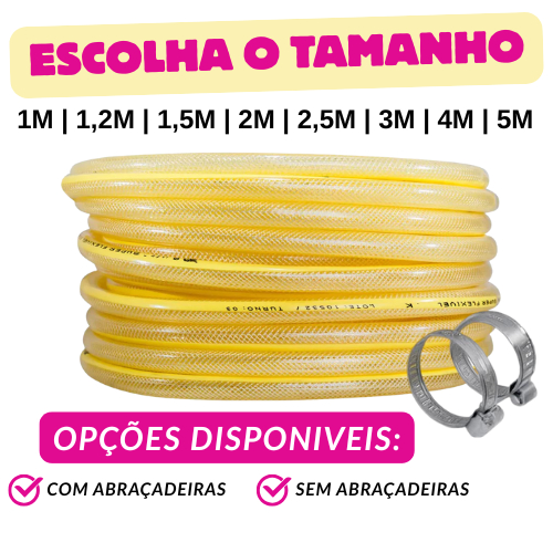 Mangueira Multiuso para Gás de Cozinha Reforçada 3/8"