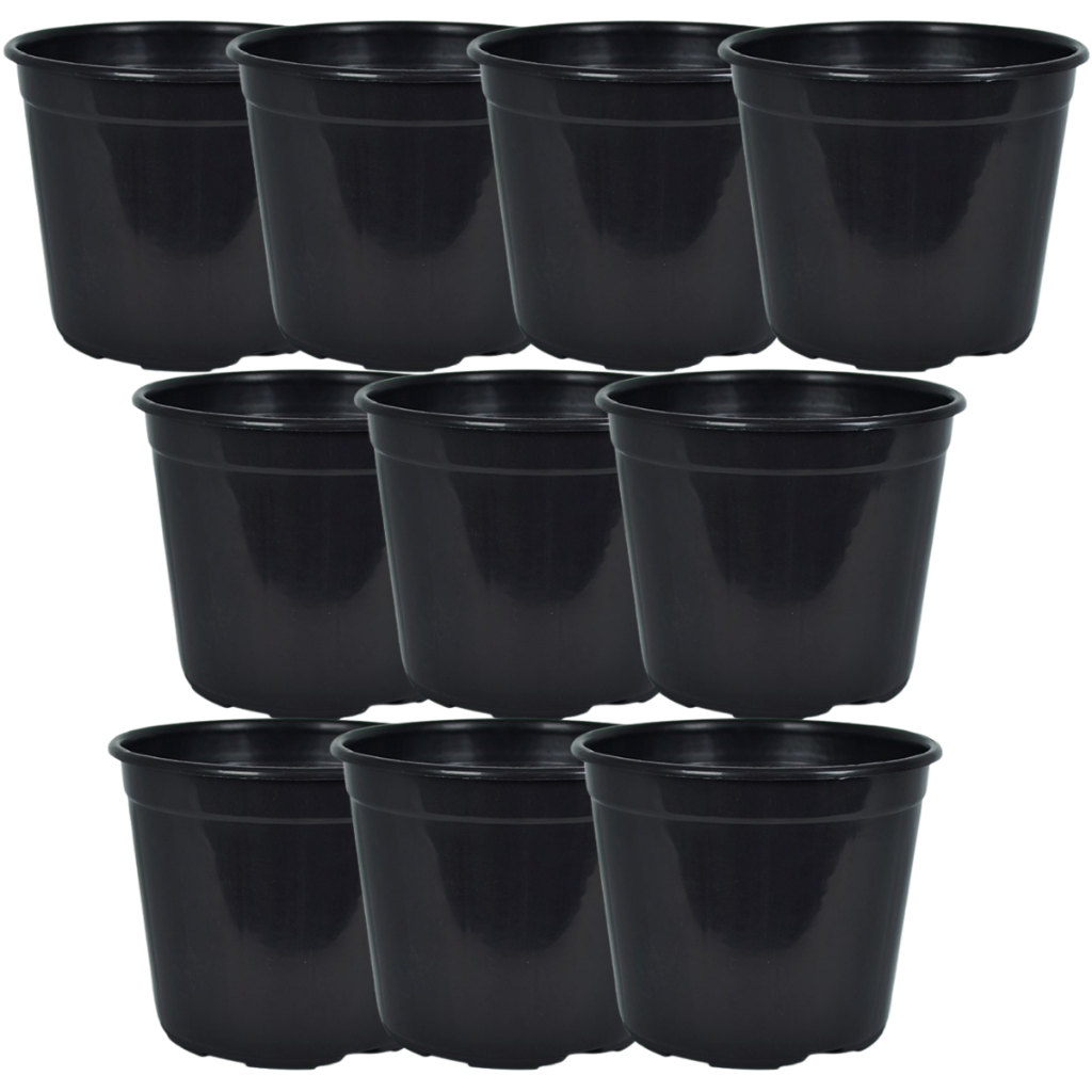 Vaso para Plantas Pote 20 Plástico Preto para Plantas – Vaso Leve e Resistente para Jardim e Horta 10unid.