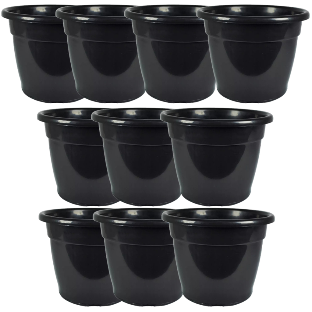 Vaso para Plantas Pote 24 Plástico Preto para Plantas – Vaso Leve e Resistente para Jardim e Horta 10unid.