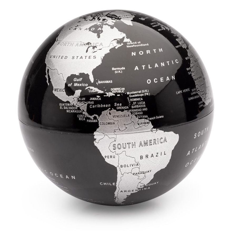 Globo Mapa Giratório Gira Mundo Preto Com Luz Led Imaginarium