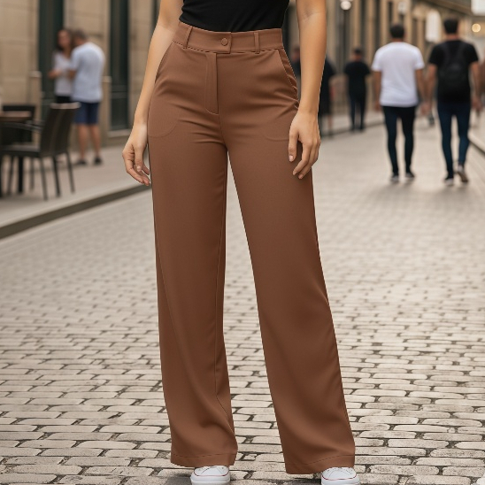 Calça Alfaiataria Flare Pantalona Feminina Cintura Alta Bolso Botão Zíper em Oferta na Shopee