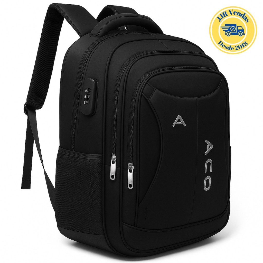 Mochila Bolsa Notebook  17 Polegadas C/ Senha e Entradas USB e Fone de Ouvido Impermeável Grande