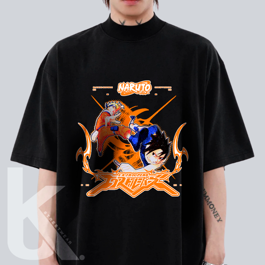 Camiseta Oversized Naruto Sasuke Streetwear Confortável Unissex 100% Algodão Premium Casual - Lançamento Especial