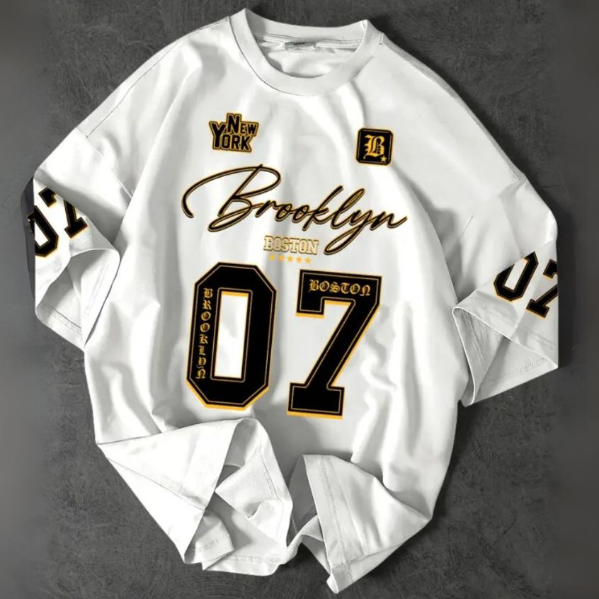 Camiseta Oversized Masculina Esportiva Confortável Streetwear Brooklyn Moda Gringa