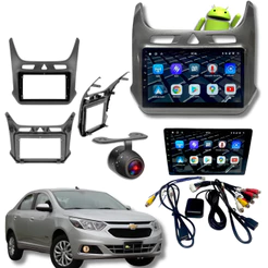 Kit Central Multimídia Android Tela 9''Polegadas Com Moldura E Câmera De Ré Para Cobalt CarPlay 12/21