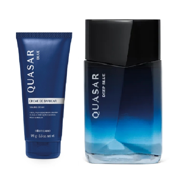 kit QUASAR DEPBLUE + CREME DE BARBEAR QUASAR BLUE  + sacola O BOTICARIO